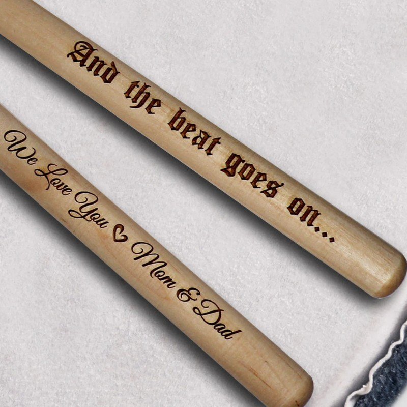 engraved drumsticks