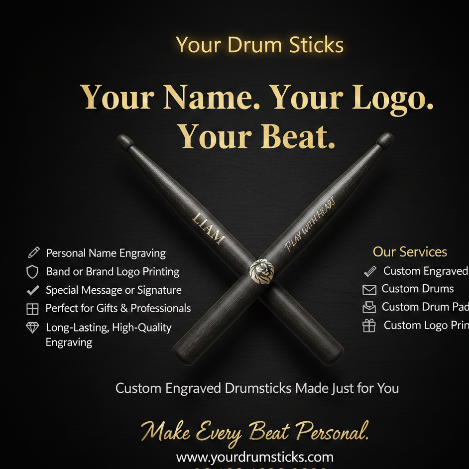 Custom Engraved Drumsticks with Your Name, Logo, or Special Message