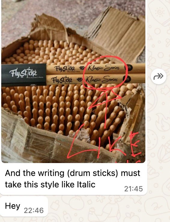 sample of custom drumsticks